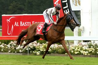 Daytona Red had a runaway win in Saturday’s $50,000 Listed New Zealand St Leger (2500m). Photo: Trish Dunell